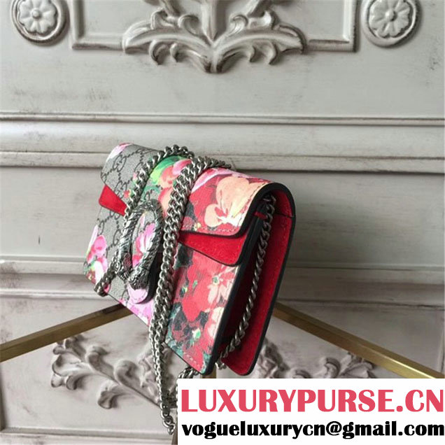 Gucci Dionysus GG Blooms Super Mini Chain Shoulder Bag Fall Winter 2017 Collection Neutral Multi Red