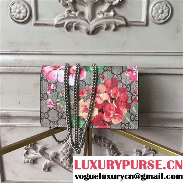 Gucci Dionysus GG Blooms Super Mini Chain Shoulder Bag Fall Winter 2017 Collection Neutral Multi Red