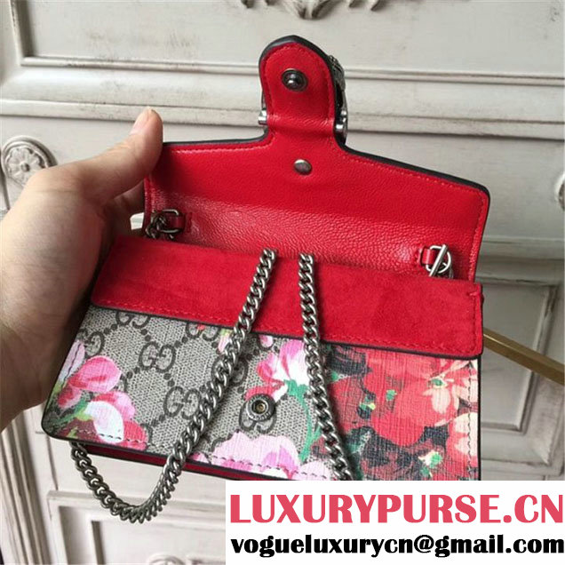 Gucci Dionysus GG Blooms Super Mini Chain Shoulder Bag Fall Winter 2017 Collection Neutral Multi Red