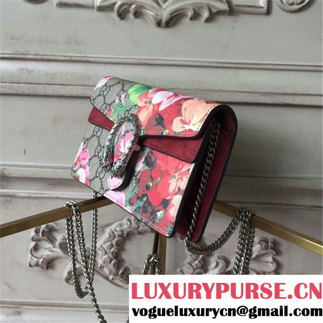 Gucci Dionysus GG Blooms Super Mini Chain Shoulder Bag Fall Winter 2017 Collection Neutral Multi Burgundy