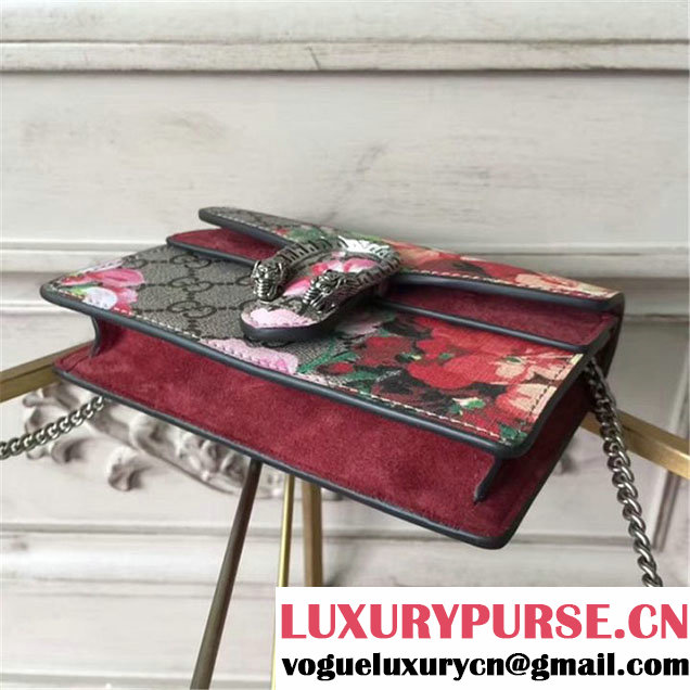 Gucci Dionysus GG Blooms Super Mini Chain Shoulder Bag Fall Winter 2017 Collection Neutral Multi Burgundy