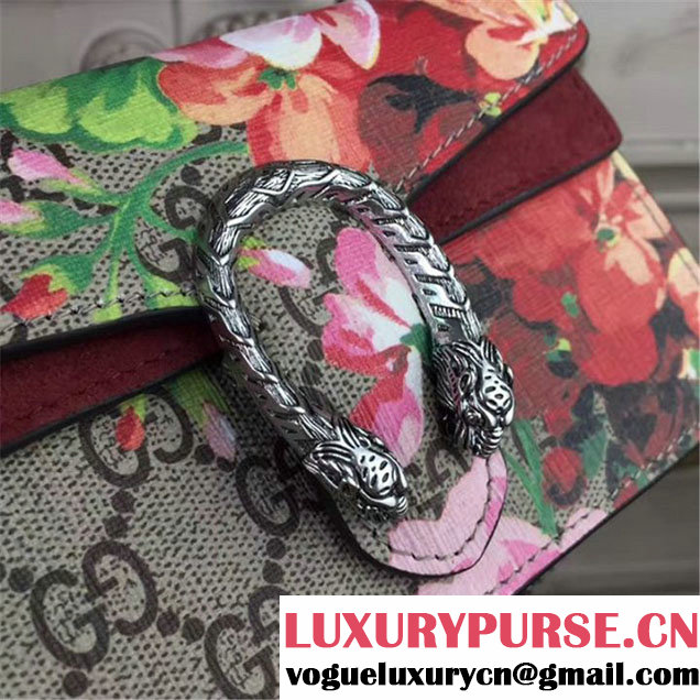 Gucci Dionysus GG Blooms Super Mini Chain Shoulder Bag Fall Winter 2017 Collection Neutral Multi Burgundy
