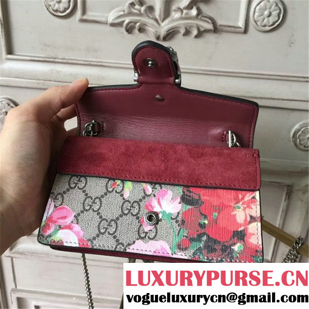 Gucci Dionysus GG Blooms Super Mini Chain Shoulder Bag Fall Winter 2017 Collection Neutral Multi Burgundy