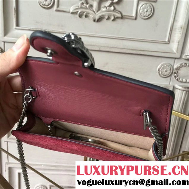 Gucci Dionysus GG Blooms Super Mini Chain Shoulder Bag Fall Winter 2017 Collection Neutral Multi Burgundy