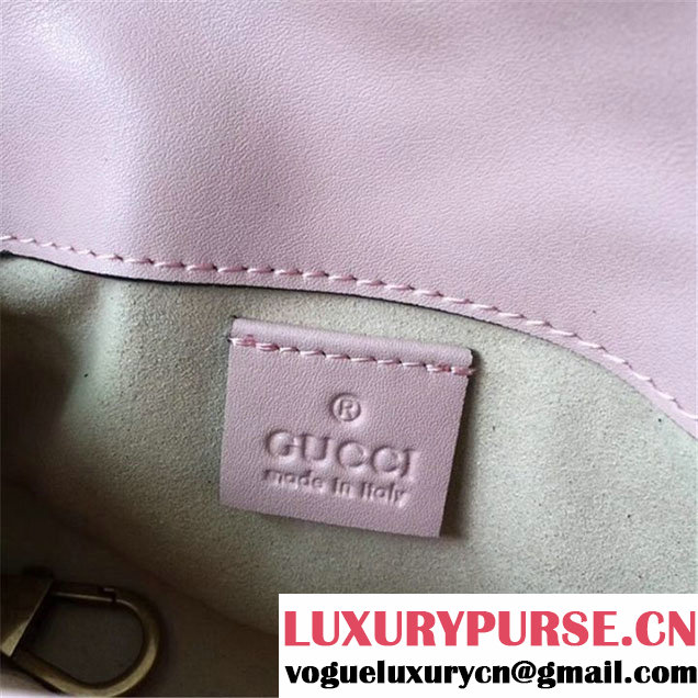Gucci GG Marmont Matelassé 2.0 Mini Chain Shoulder Bag 17cm Calfskin Leather Fall Winter 2017 Collection Light Pink