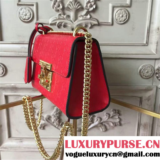 Gucci Padlock GG Signature Shoulder Mini Bag Calfskin Leather Fall Winter 2017 Collection Red