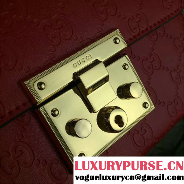 Gucci Padlock GG Signature Shoulder Mini Bag Calfskin Leather Fall Winter 2017 Collection Red