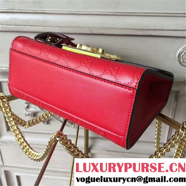 Gucci Padlock GG Signature Shoulder Mini Bag Calfskin Leather Fall Winter 2017 Collection Red