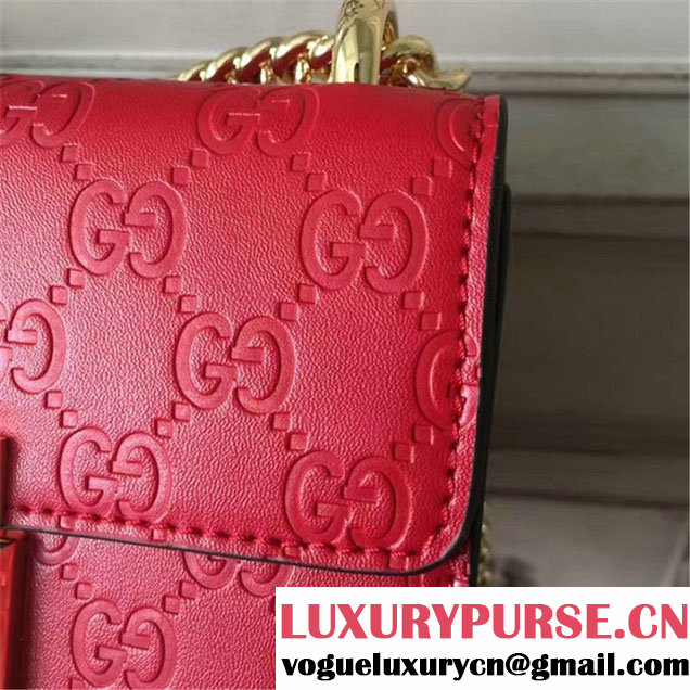 Gucci Padlock GG Signature Shoulder Mini Bag Calfskin Leather Fall Winter 2017 Collection Red