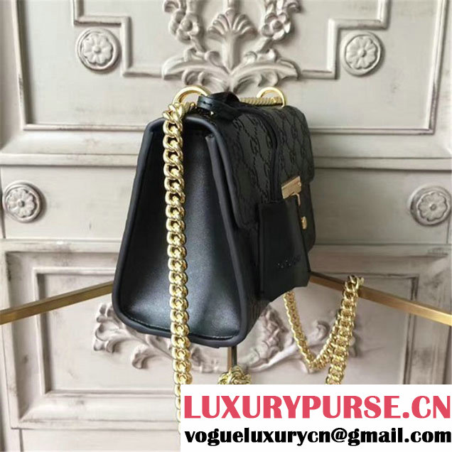 Gucci Padlock GG Signature Shoulder Mini Bag Calfskin Leather Fall Winter 2017 Collection Black