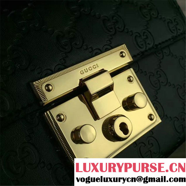 Gucci Padlock GG Signature Shoulder Mini Bag Calfskin Leather Fall Winter 2017 Collection Black
