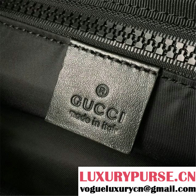 Gucci Technical Canvas Backpack Bag 28cm Spring Summer 2017 Collection Black with Blue and Red