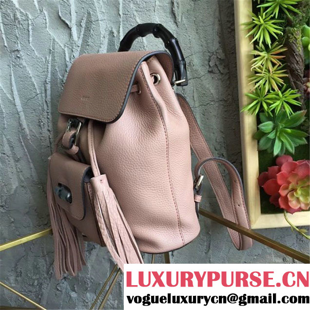 Gucci Bamboo Medium Backpack 24cm Spring Summer 2017 Collection Light Pink