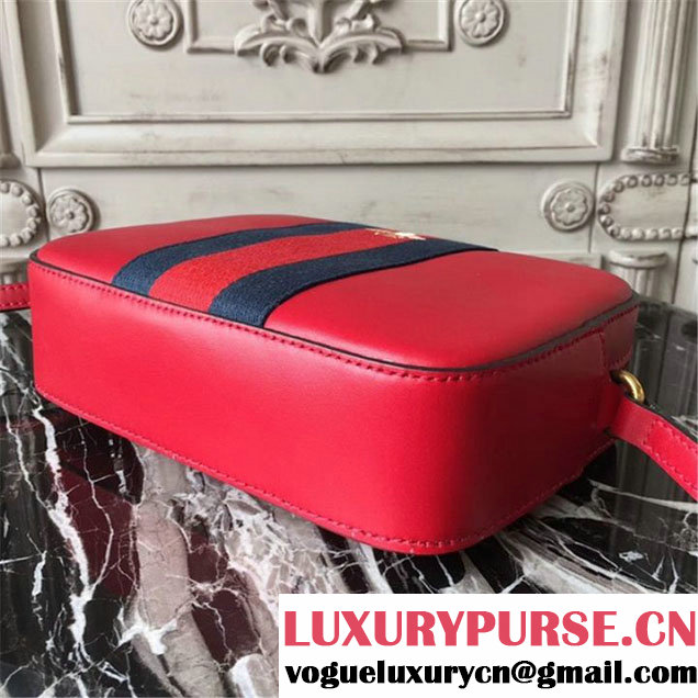Gucci Original GG Web Canvas Camera Bag 23cm Spring Summer 2017 Collection Red