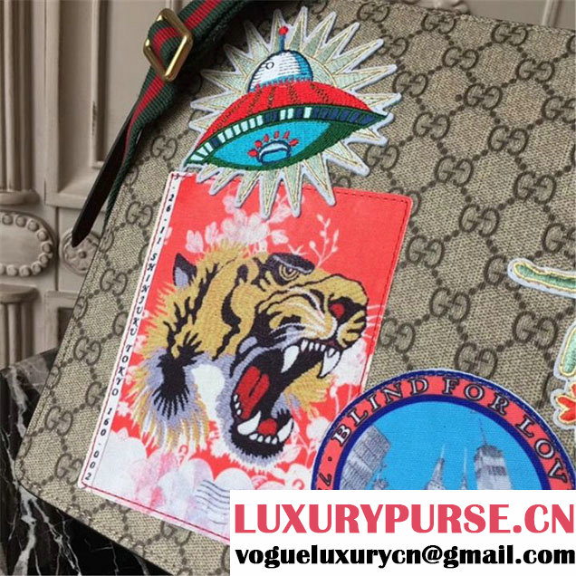 Gucci Spaceship Patches Courier Computer Bag 35cm Spring Summer 2017 Collection Beige