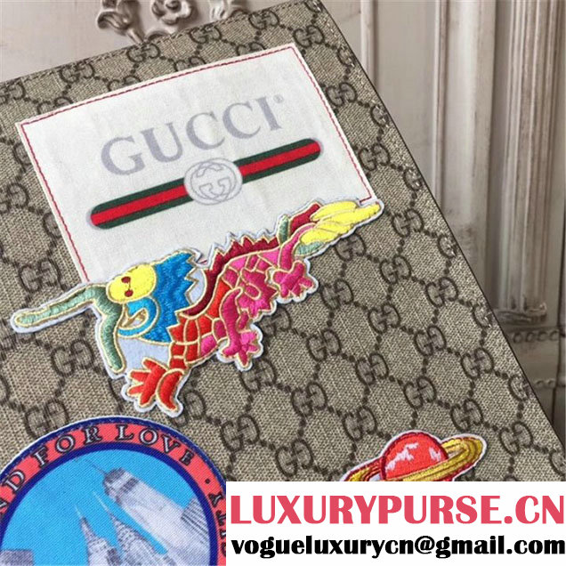 Gucci Spaceship Patches Courier Computer Bag 35cm Spring Summer 2017 Collection Beige