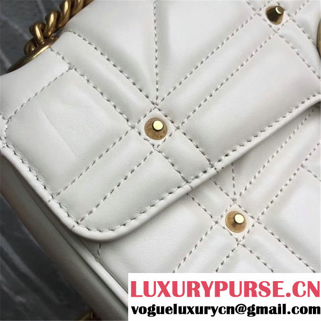 Gucci GG Marmont Matelasse Pearl Studded Bag Calfskin Leather 31cm Spring Summer 2017 Collection White