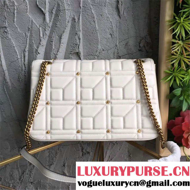 Gucci GG Marmont Matelasse Pearl Studded Bag Calfskin Leather 31cm Spring Summer 2017 Collection White