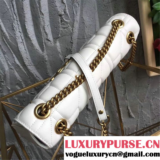 Gucci GG Marmont Matelasse Pearl Studded Bag Calfskin Leather 31cm Spring Summer 2017 Collection White