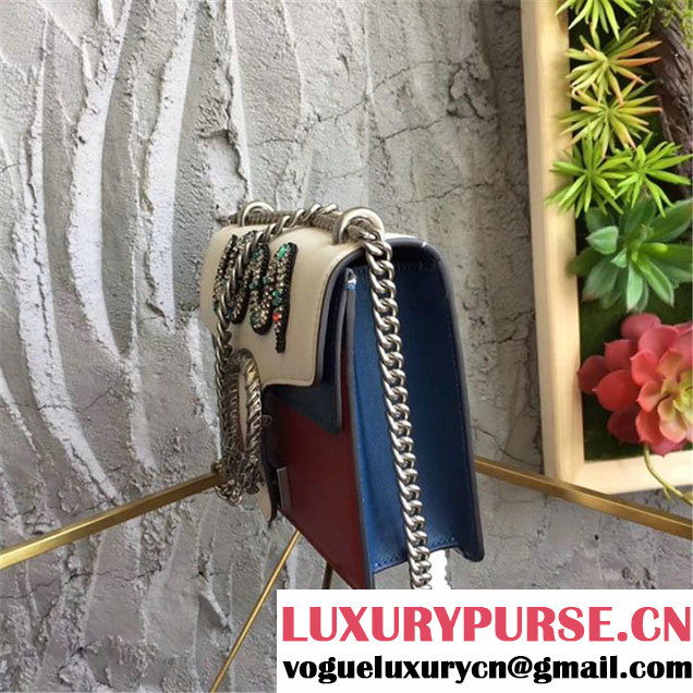 Gucci Dionysus Mini 20cm Shoulder Bag Snake Crystal-Embroidered Gold Hardware Spring Summer 2017 Collection White Hibiscus Red Blue