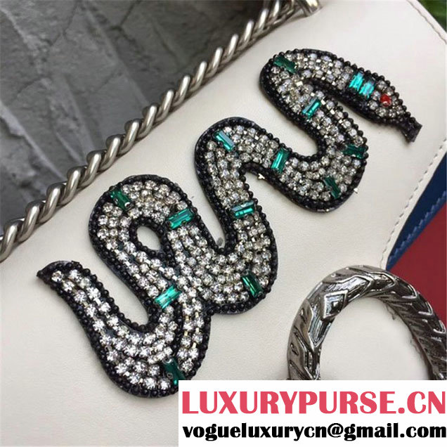 Gucci Dionysus Mini 20cm Shoulder Bag Snake Crystal-Embroidered Gold Hardware Spring Summer 2017 Collection White Hibiscus Red Blue