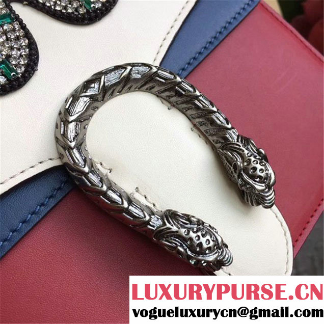 Gucci Dionysus Mini 20cm Shoulder Bag Snake Crystal-Embroidered Gold Hardware Spring Summer 2017 Collection White Hibiscus Red Blue