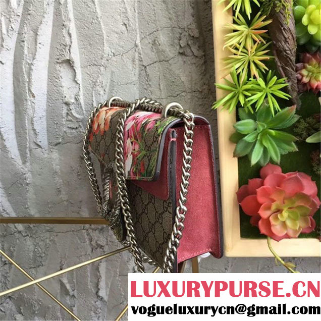 Gucci Dionysus GG Blooms Mini 20cm Shoulder Bag Gold Hardware Spring Summer 2017 Collection Burgundy