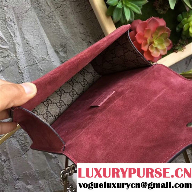 Gucci Dionysus GG Blooms Mini 20cm Shoulder Bag Gold Hardware Spring Summer 2017 Collection Burgundy