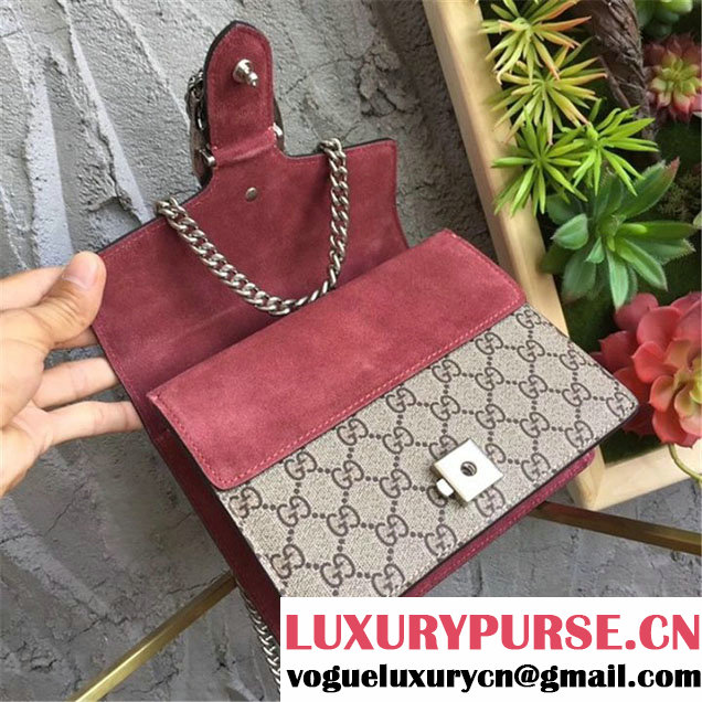 Gucci Dionysus GG Blooms Mini 20cm Shoulder Bag Gold Hardware Spring Summer 2017 Collection Burgundy