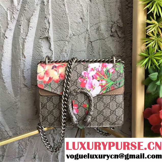 Gucci Dionysus GG Blooms Mini 20cm Shoulder Bag Gold Hardware Spring Summer 2017 Collection Beige