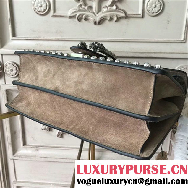 Gucci Dionysus GG Supreme Crystal-Embellished Chain Shoulder 28cm Bag Spring Summer 2017 Collection Beige