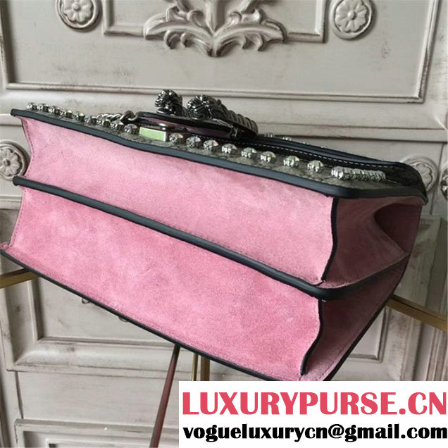 Gucci Dionysus GG Supreme Crystal-Embellished Chain Shoulder 28cm Bag Spring Summer 2017 Collection Light Pink