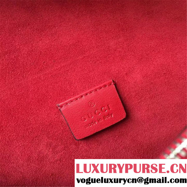 Gucci Dionysus GG Supreme Crystal-Embellished Chain Shoulder 28cm Bag Spring Summer 2017 Collection Red