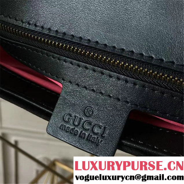 Gucci Loved Floral Embroidered Velvet GG Marmont 32cm Shoulder Bag Pre-Fall 2017 Collection Black