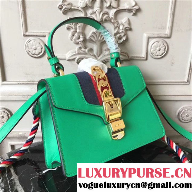 Gucci Sylvie Mini Satchel 20cm Bag with Rope 470270 Spring Summer 2017 Collection Green