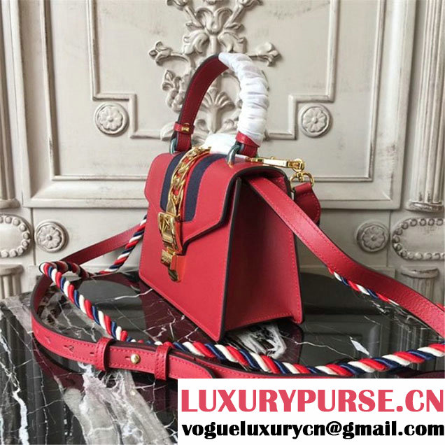 Gucci Sylvie Mini Satchel 20cm Bag with Rope 470270 Spring Summer 2017 Collection Red