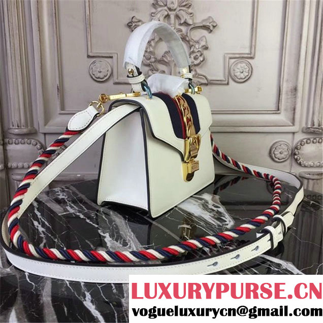 Gucci Sylvie Mini Satchel 20cm Bag with Rope 470270 Spring Summer 2017 Collection White