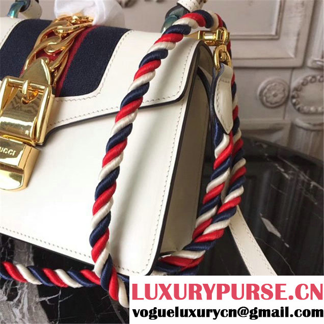 Gucci Sylvie Mini Satchel 20cm Bag with Rope 470270 Spring Summer 2017 Collection White