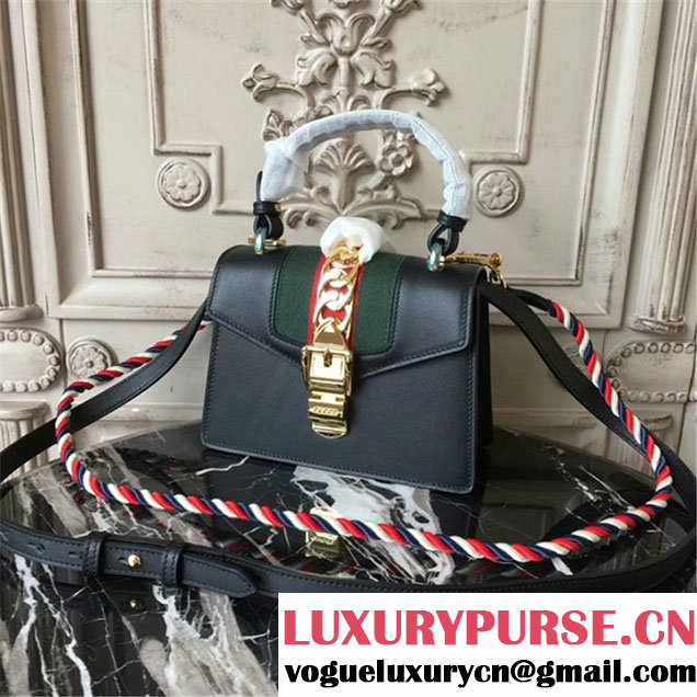 Gucci Sylvie Mini Satchel 20cm Bag with Rope 470270 Spring Summer 2017 Collection Black