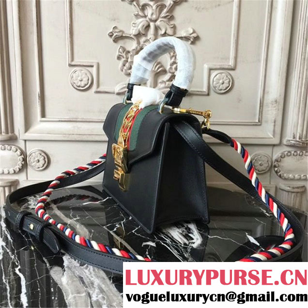 Gucci Sylvie Mini Satchel 20cm Bag with Rope 470270 Spring Summer 2017 Collection Black