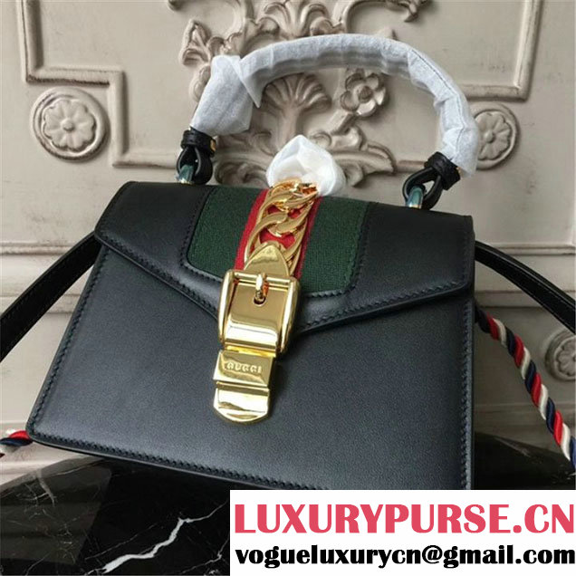 Gucci Sylvie Mini Satchel 20cm Bag with Rope 470270 Spring Summer 2017 Collection Black