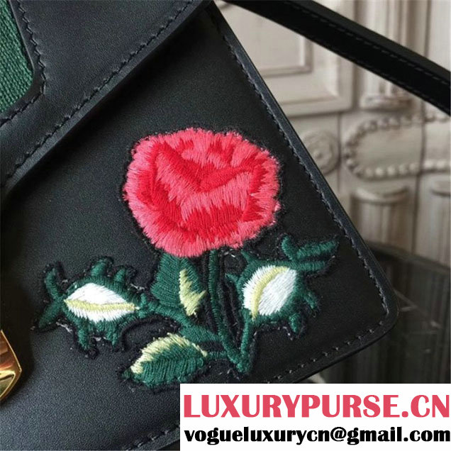 Gucci Sylvie Flower Embroidery Mini Bag 470270 20cm Spring Summer 2017 Collection Black