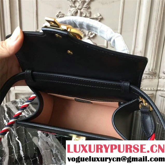 Gucci Sylvie Flower Embroidery Mini Bag 470270 20cm Spring Summer 2017 Collection Black