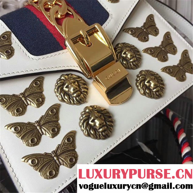 Gucci Sylvie Animal Studs Mini Bag 470270 20cm Spring Summer 2017 Collection White