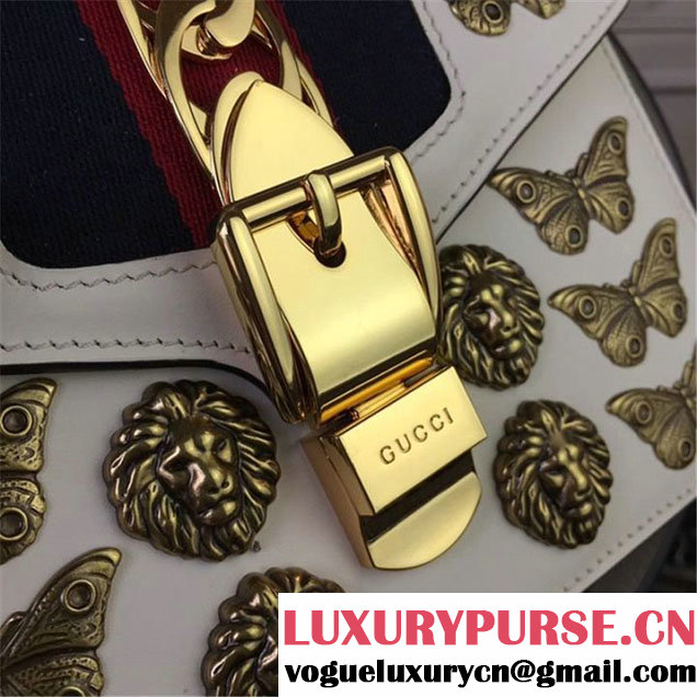 Gucci Sylvie Animal Studs Mini Bag 470270 20cm Spring Summer 2017 Collection White
