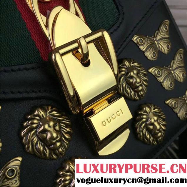 Gucci Sylvie Animal Studs Mini Bag 470270 20cm Spring Summer 2017 Collection Black