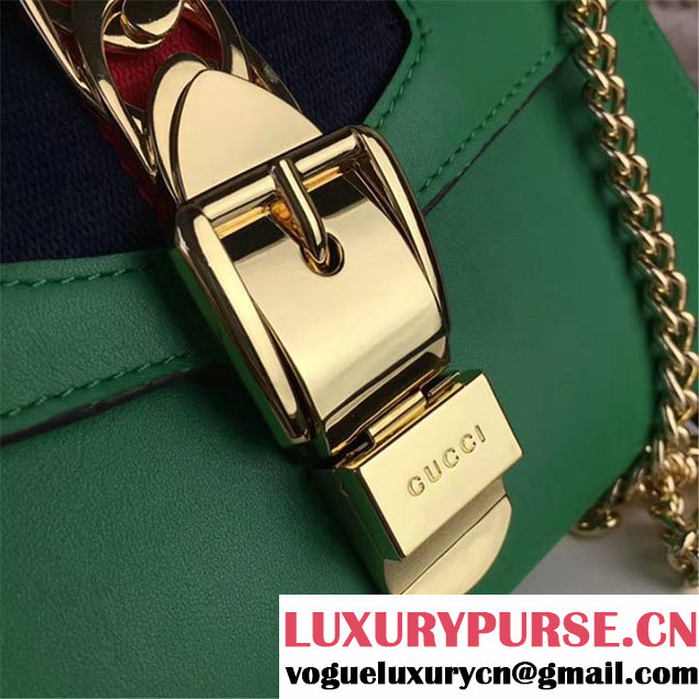 Gucci Sylvie Chain Clutch 20cm Bag 470270 Calfskin Leather Spring Summer 2017 Collection Green