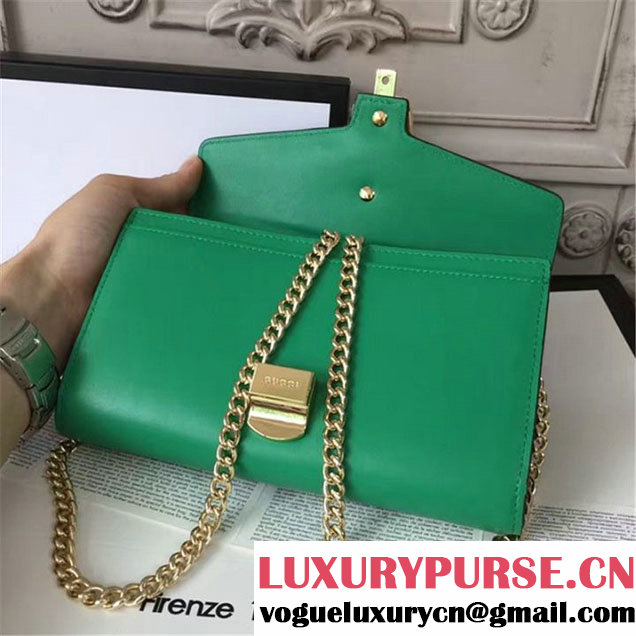 Gucci Sylvie Chain Clutch 20cm Bag 470270 Calfskin Leather Spring Summer 2017 Collection Green