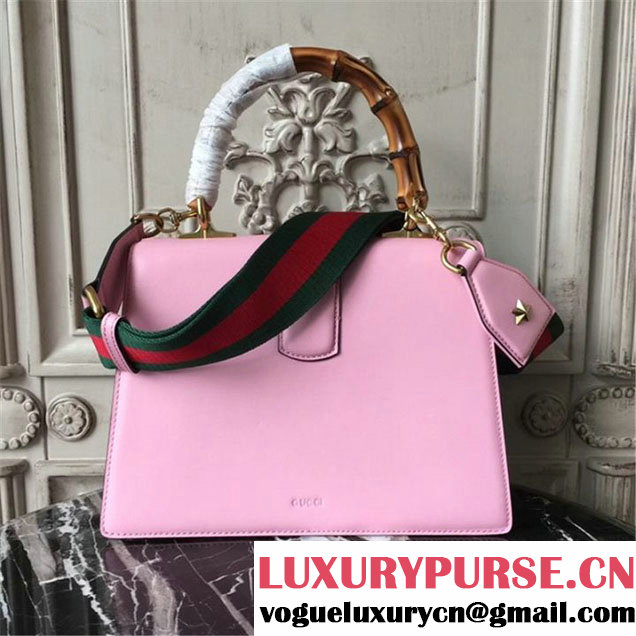 Gucci Flower Embroidered Dionysus Leather Bamboo Large Top Handle 27cm Bag Fall Winter 2017 Collection Pink