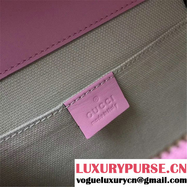 Gucci Flower Embroidered Dionysus Leather Bamboo Large Top Handle 27cm Bag Fall Winter 2017 Collection Pink